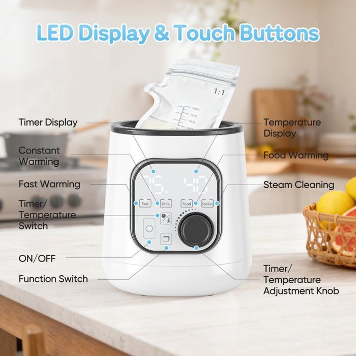Multifunctionele flessenwarmer – babysterilisator met nauwkeurige temperatuurregeling
