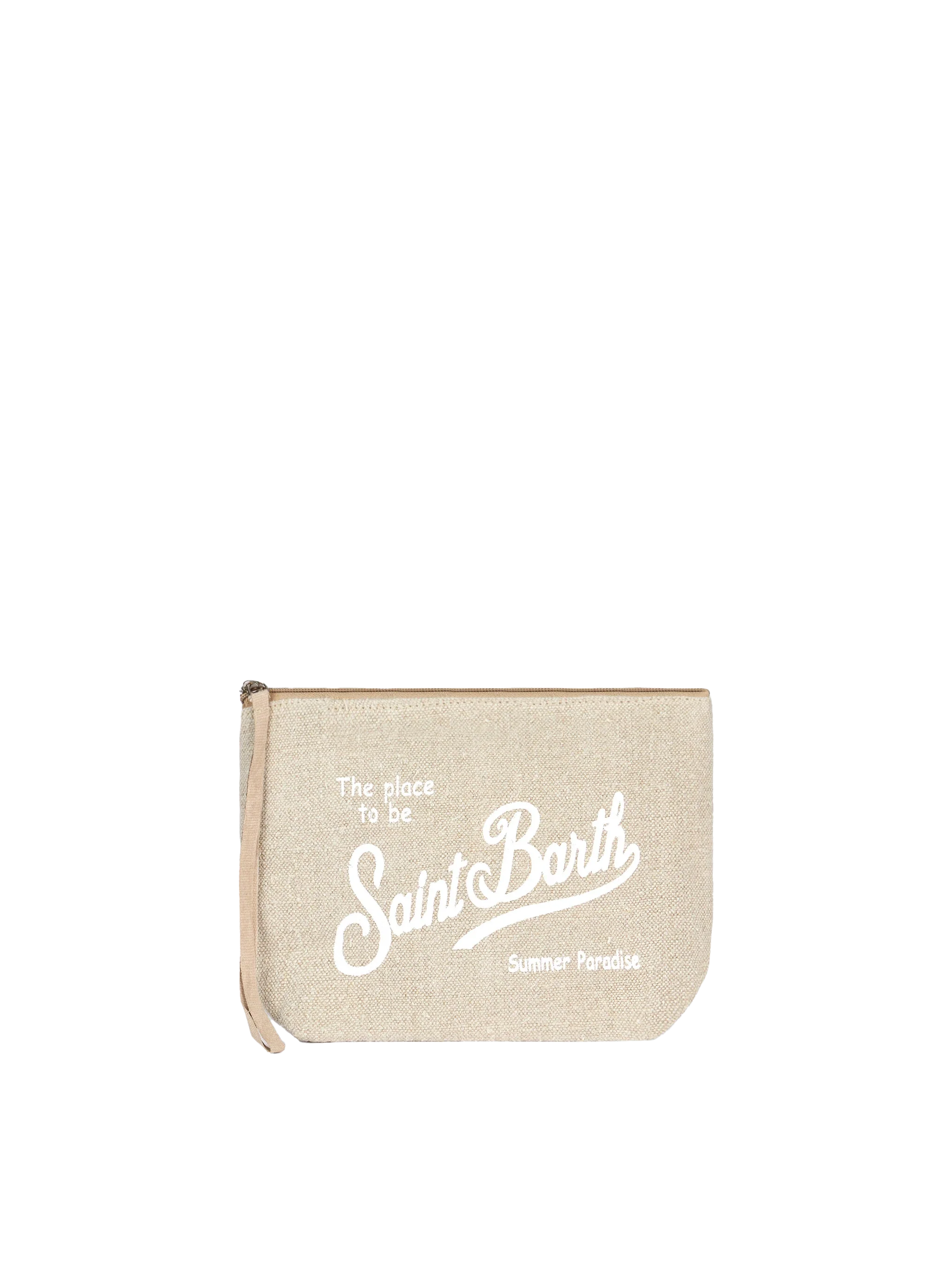 Aline beige linnen clutch tas