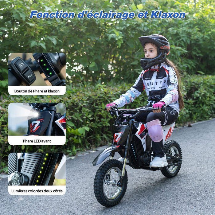 Moto Electrique Enfants EVERCROSS TECH EV12M Pro, Moteur 300W, 3 Modes de Vitesse,15 KM, Pneu 12'', Musique Bluetooth Cadeau Rose