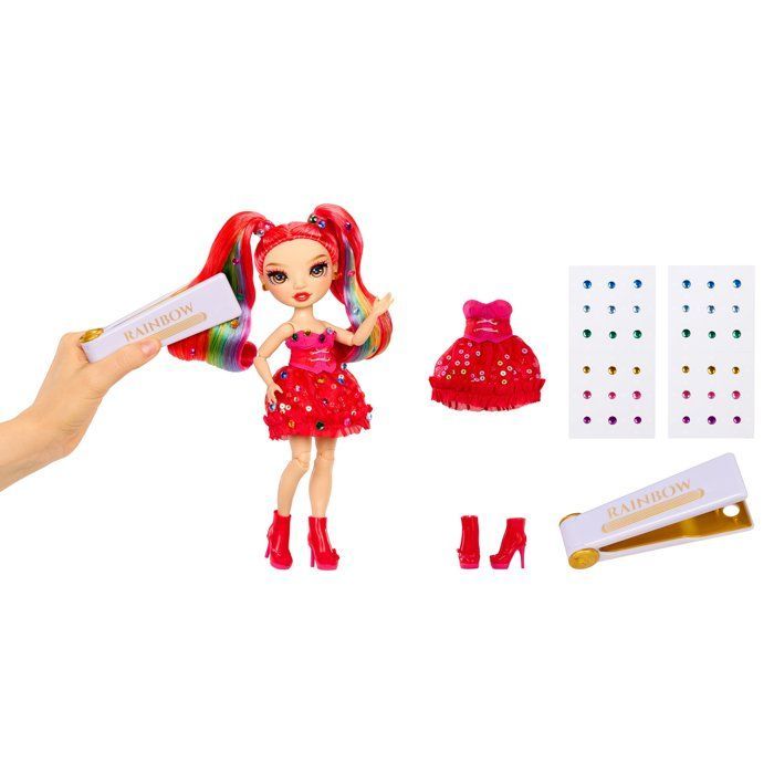 Rainbow High - Boneca Fashion Be Dazzling - Vivienne Vermelha - 28 cm - Pedras preciosas brilhantes e acessórios incluídos