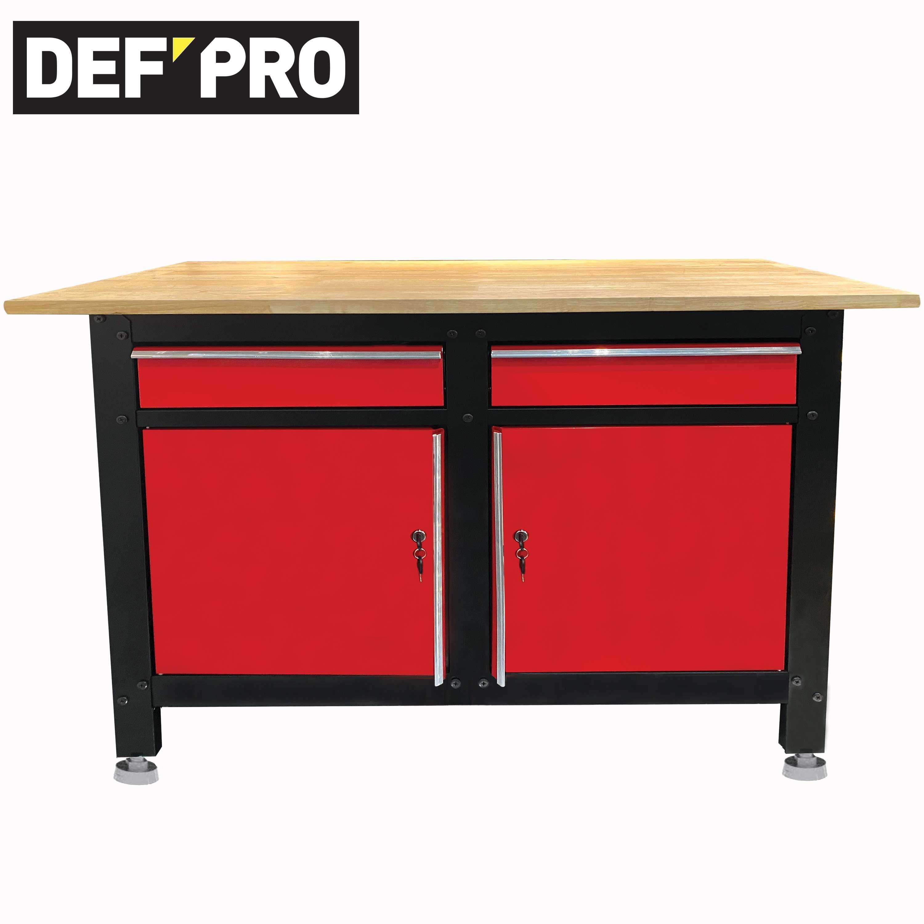 Atelier complet modulable - DEFPRO - Etabli et armoire murale - 190 cm - Structure acier - Jusqu'à 150kg - Pieds réglables