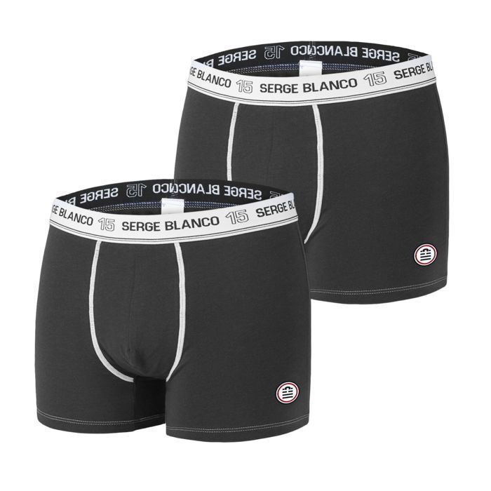 Serge Blanco Men's Boxer Shorts - Black (Pack of 2)