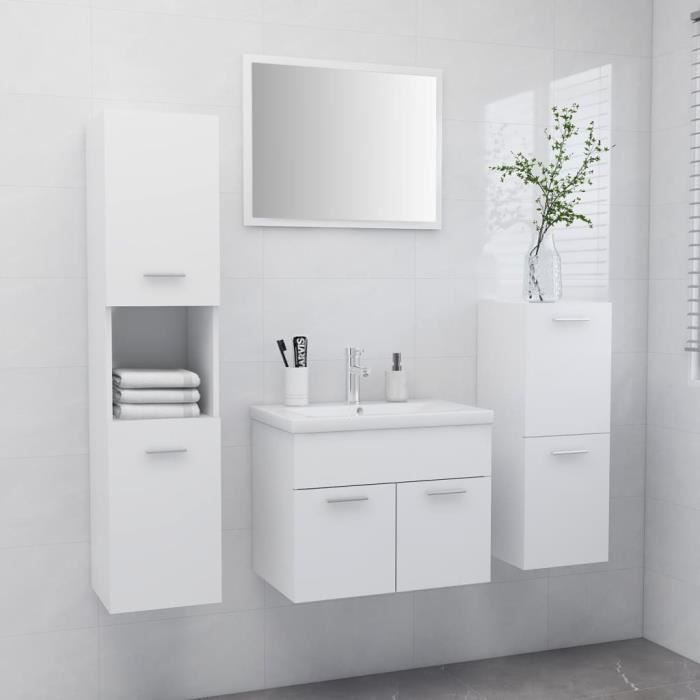 Badkamermeubelset - vidaXL - 3070910 - Wit - Samengesteld hout - Ruime opbergruimte