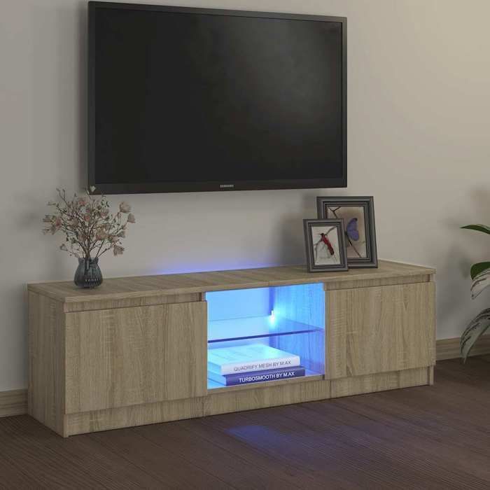 vidaXL TV-Ständer mit LED-Beleuchtung, Fernsehschrank, TV-Möbel für das Wohnzimmer, niedriger Schrank für die Wohnzimmereinrichtung 804286