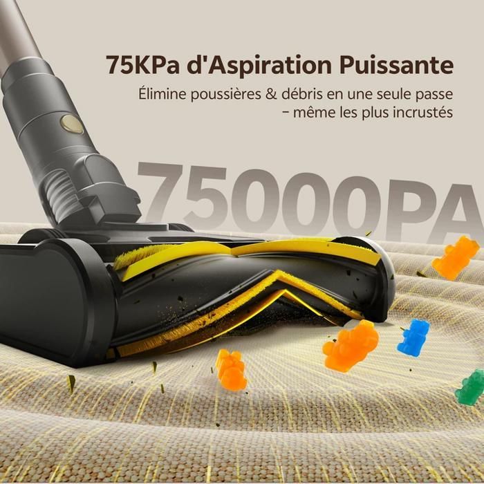 Aspiradora de mano inalámbrica ULTENIC U15 – Ultra potente (75 kPa) – Autonomía de 70 min – Independiente – Batería extraíble – Pantalla LED