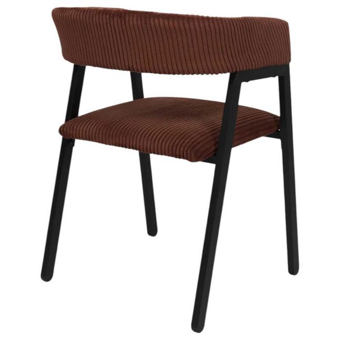 Juego de 2 sillas de comedor de diseño en metal y pana color terracota - AMORY