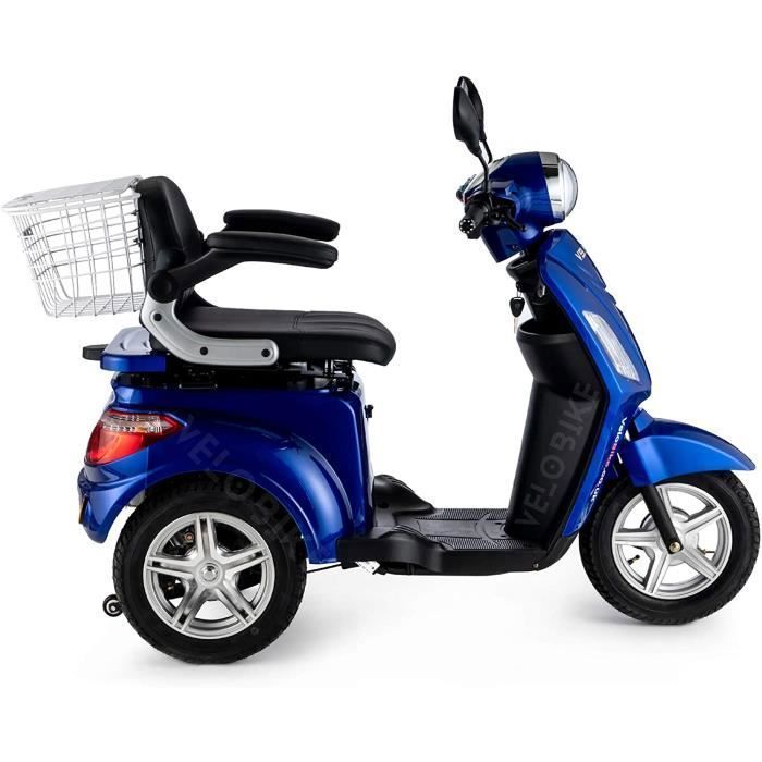 VELECO ZT15 Tricycle électrique Mobilité/Loisirs Scooter Senior Handicapé Affichage numérique Panier (Bleu)