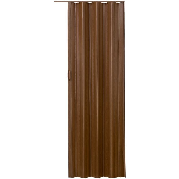 Porte - TECTAKE - Porte accordéon en pvc à double paroi avec poignée coulissante - Marron teck