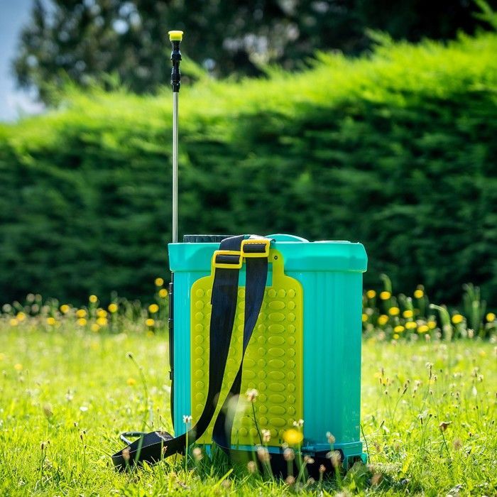 Irroratore a zaino a batteria da 16 litri - Pressione di 5 bar, lancia estensibile, 3 ugelli, irroratore elettrico INTEC
