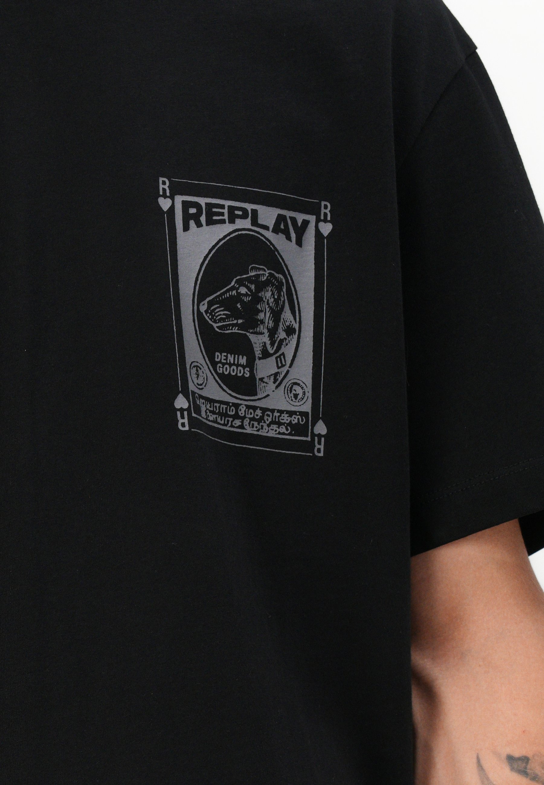 Replay CARD - T-shirt met print - zwart