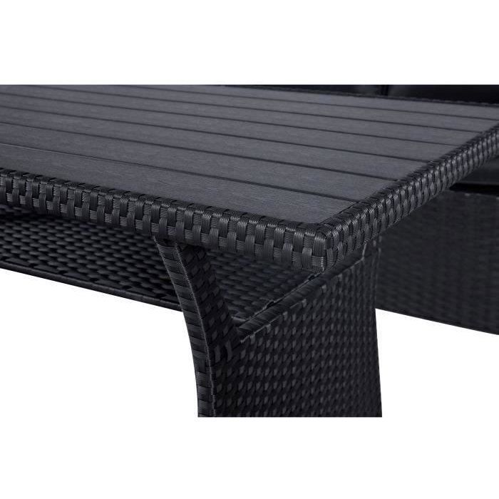 Conjunto de muebles de jardín - KAPAS - Estructura de acero y resina tejida - Negro - 5 personas