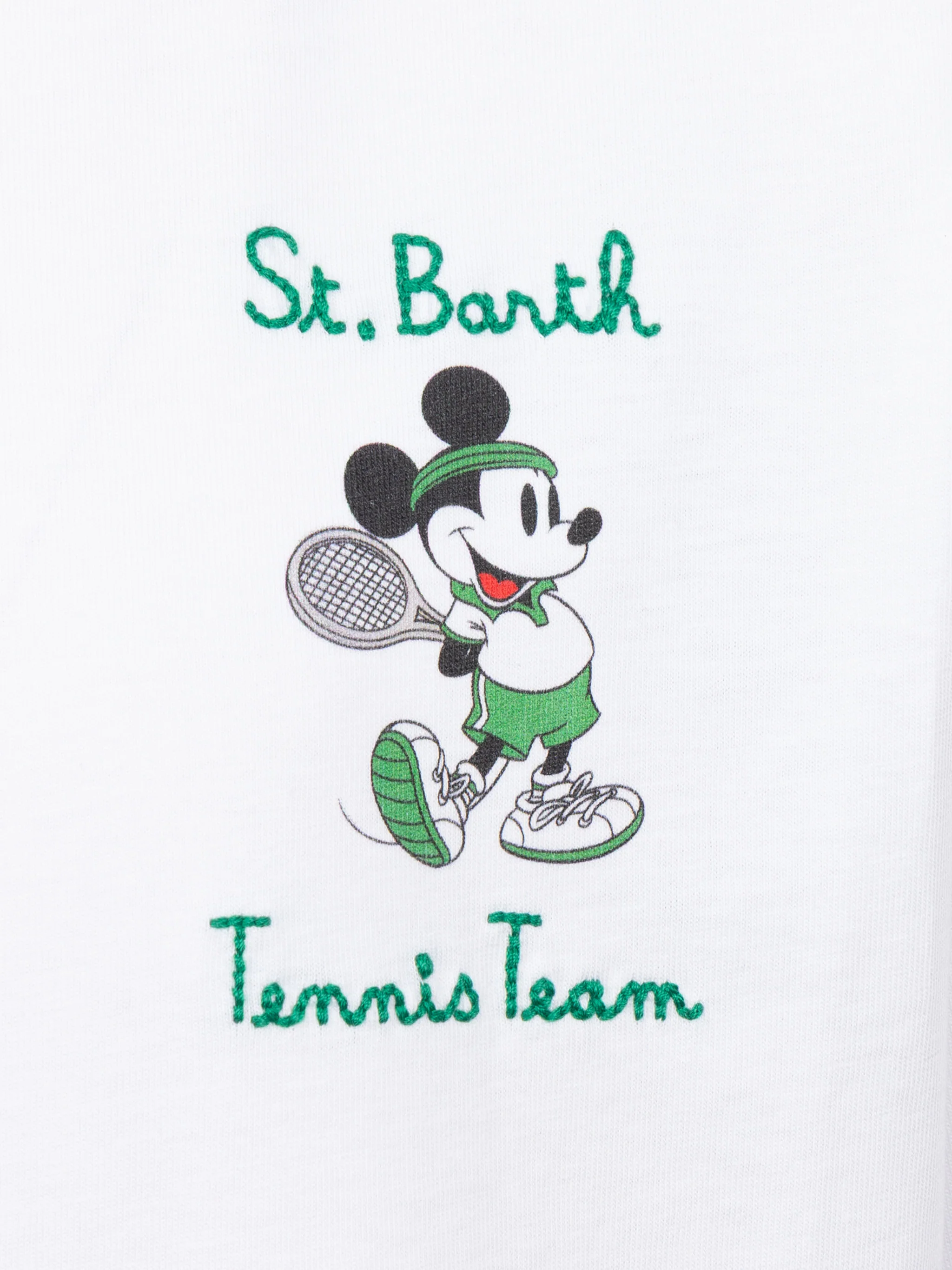 Katoenen T-shirt met geborduurd St. Barth tennisteamlogo en Mickey Mouse-print.