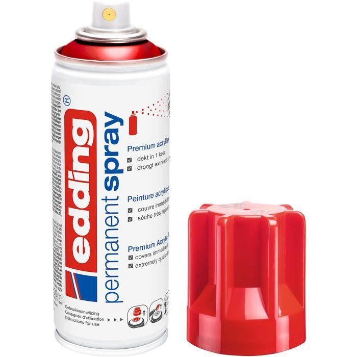 Lot de 3 Sprays 200ml Peinture Acrylique Permanent 5200 Rouge Trafic Brillant