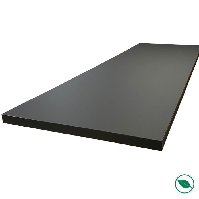 Encimera laminada HPL negro mate de 2000 x 650 x 38 mm con certificación FSC - Gama Signature de FORESTEA. Dimensiones: 2000 mm x 650 mm x 38 mm