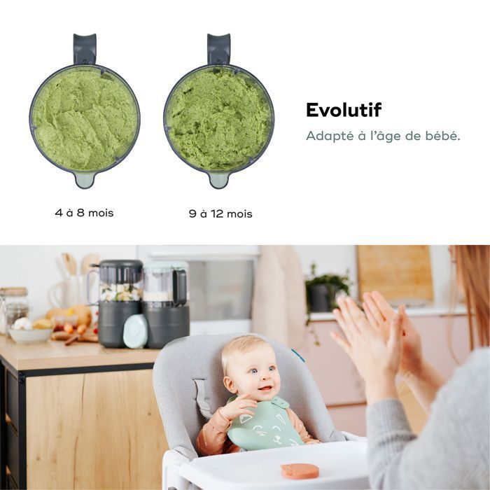 Babymoov Nutribaby One Babyvoedingmaker - Kooktoestel en blender - Levenslange garantie - BPA-vrij