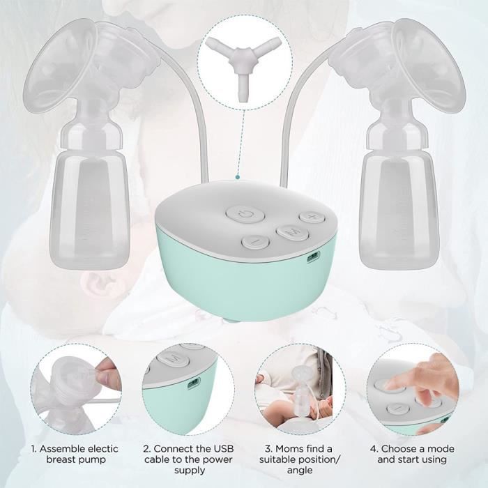 Double Electric Breast Pump, Portable Double Breast Pump with Painless Suction for Milk Collection