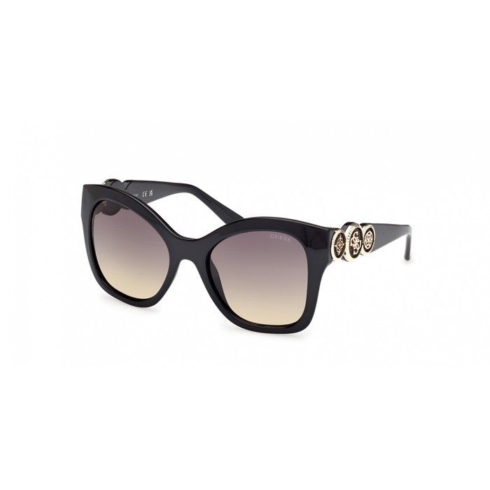 Guess zonnebril GU00197 55/20/140 05B glanzend zwart GEÏNJECTEERDE ZONNEBRIL DAMES Guess GU00197 glanzend zwart Zonnebril 55 20 140