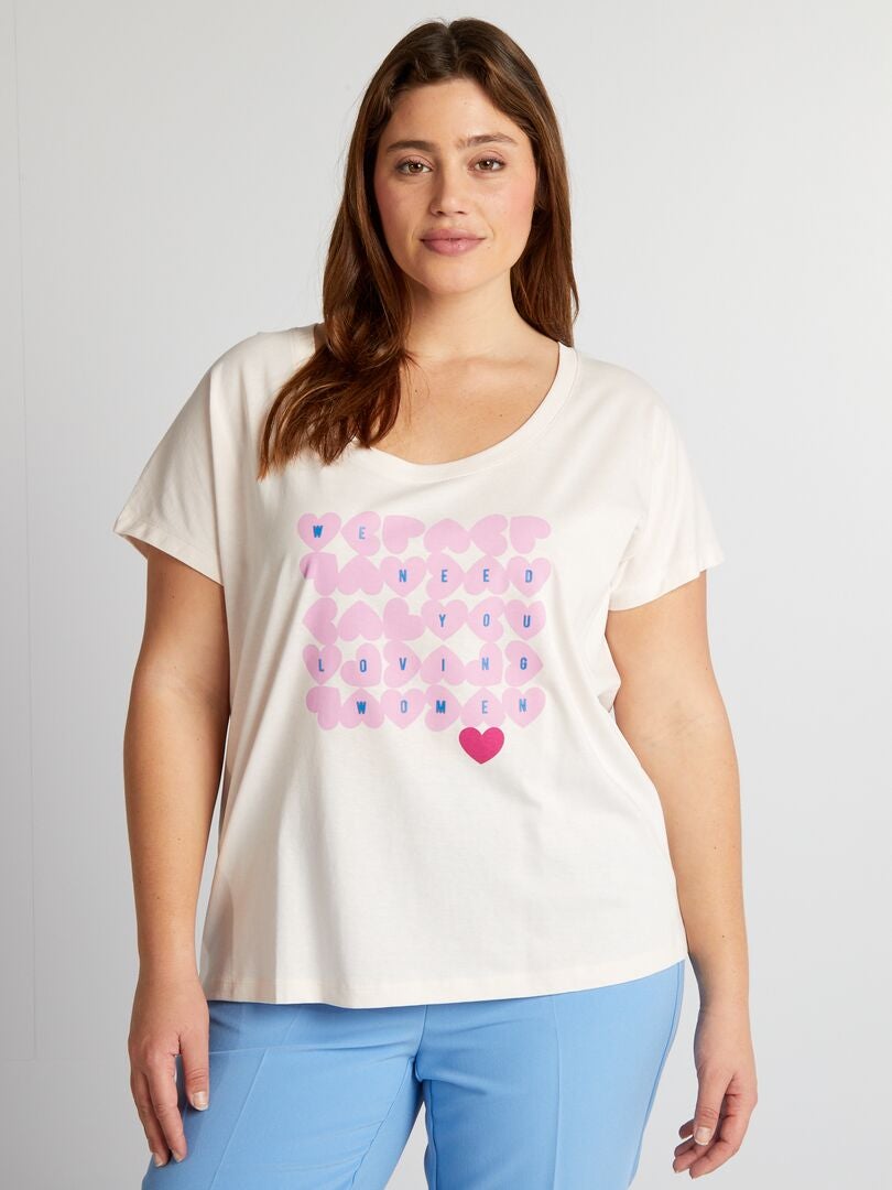 Bedrukt katoenen T-shirt - ROZE
