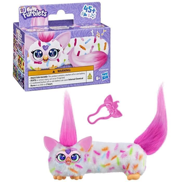 Furby DJ Furblets Berry-Cup-Cake, Mini peluche électronique, jouet pour enfant, 45 sons et musiques, dès 6 ans