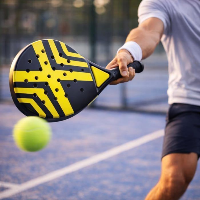 Padelracketer for voksne – padeltennisracketsett for nybegynnere og avanserte spillere, profesjonell racket (gul)