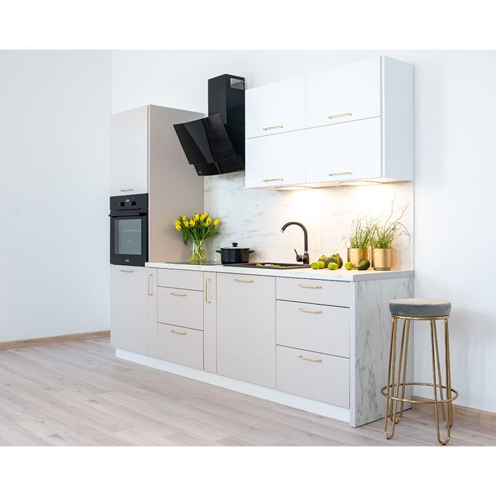 Cuisine complète emplacement pour four encastrable 270 cm couleur beige - KATIA