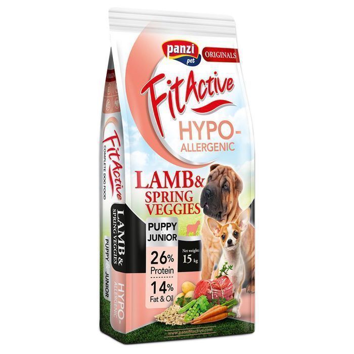 Fit Active Puppy/Junior 15kg – Croquettes au Agneau et Saumon sans Poulet – Alimentation pour Chiot et Jeune Chien