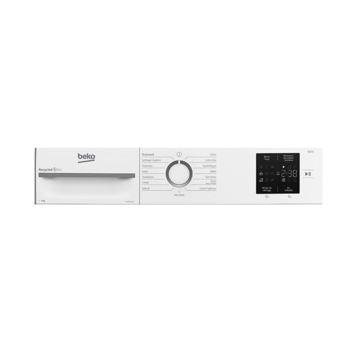 Secadora de ropa Beko de 60 cm y 9 kg con bomba de calor, color blanco - D3H19302W/1