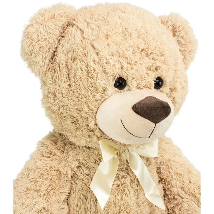 BRUBAKER Peluche géante XXL - Ours / Nounours - 100 cm - Beige - Cœur en Peluche 'I Love You' inclus