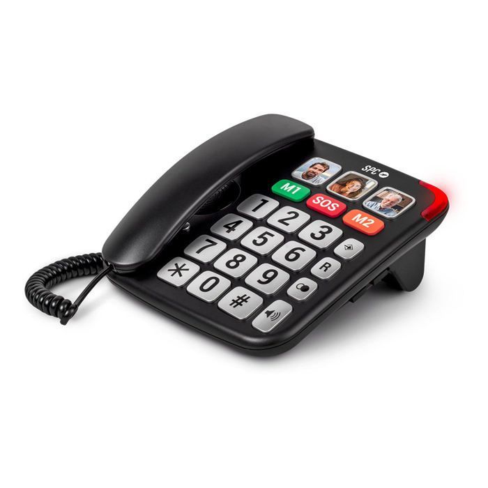 SPC COMFORT VOLUME PRO - Telefone fixo ideal para idosos com botões grandes, campainha potente, visor retroiluminado e amplificador de chamadas de +20dB.