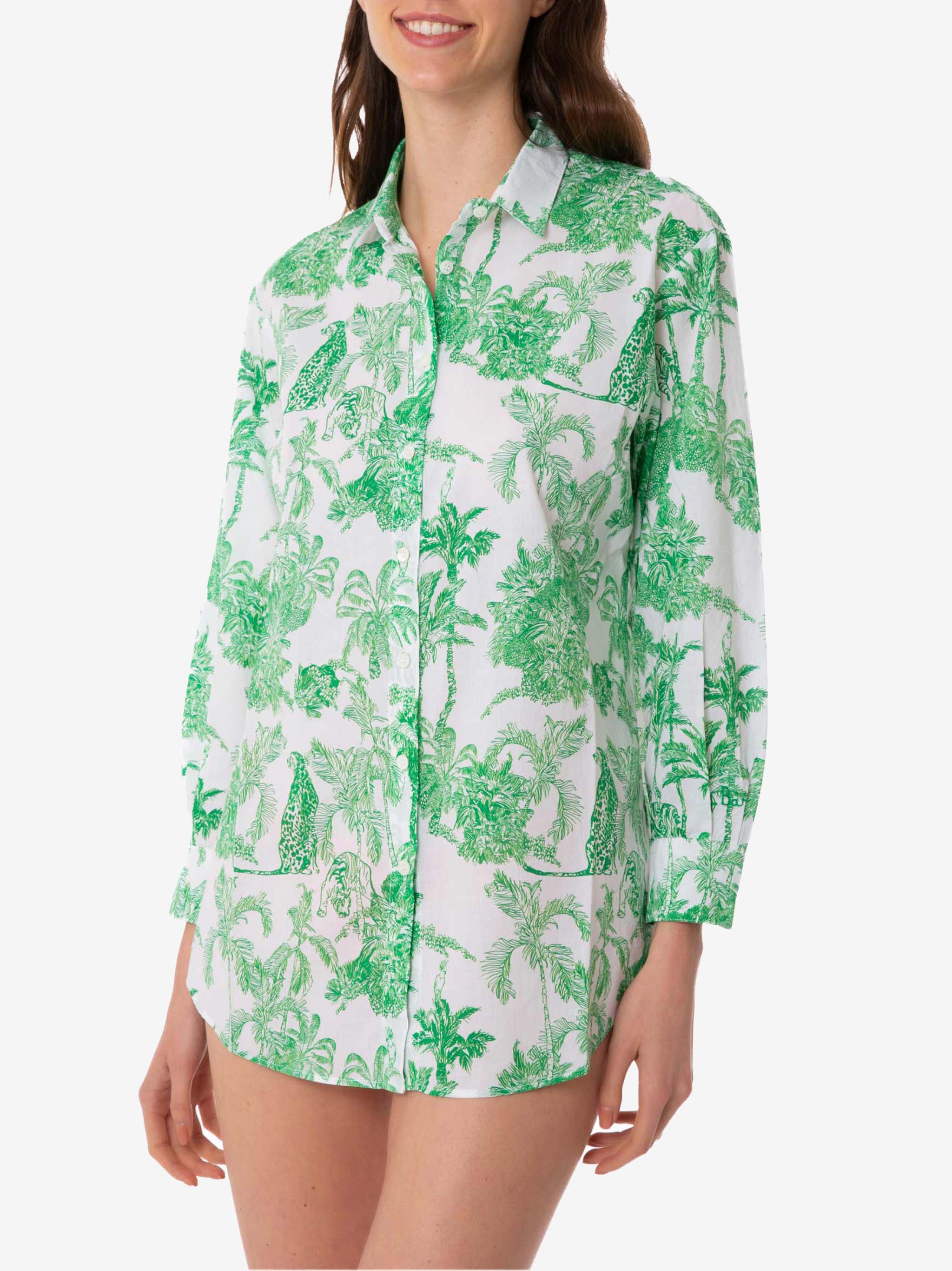Dames katoenen blouse met toileprint van jouy