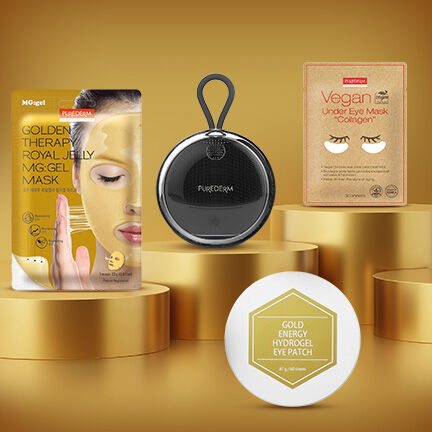 Máscaras de hidrocolágeno Purederm com ouro, 25 unidades