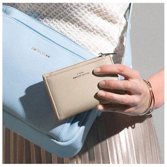 David Jones - Monedero - Cartera pequeña de piel sintética para mujer - Negro