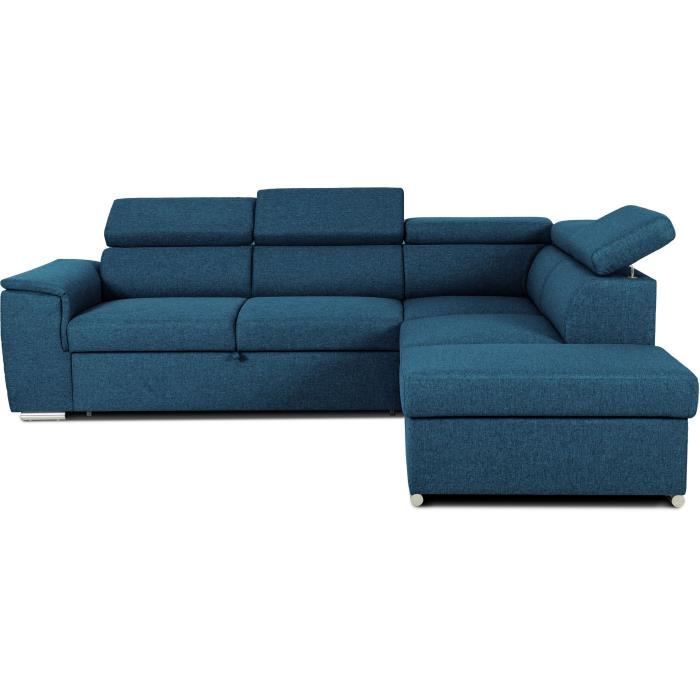 Wendbares Ecksofa mit Stauraum – 5-Sitzer – DAYTONA – Blauer Stoff – 260 x 94 x 216 cm