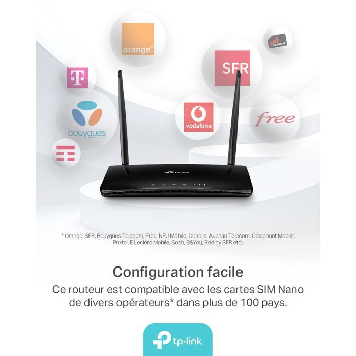 Router WiFi TP-Link Archer MR200 4G LTE - 750 Mbps - 4 puertos Ethernet - Antenas desmontables - Reacondicionado