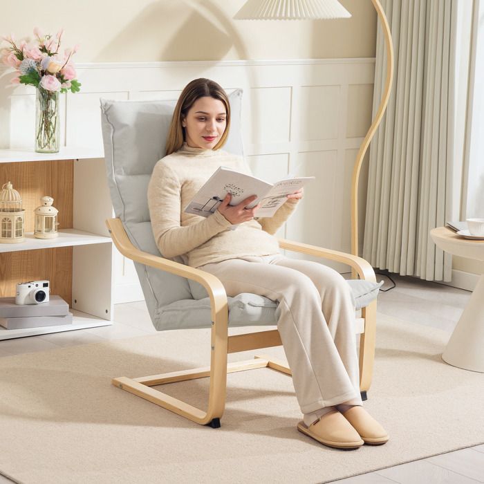 Fauteuil salon - HOMCOM - moderne fauteuil chambre avec accoudoirs incurvés, coussins, 67 x 83 x 105 cm, crème