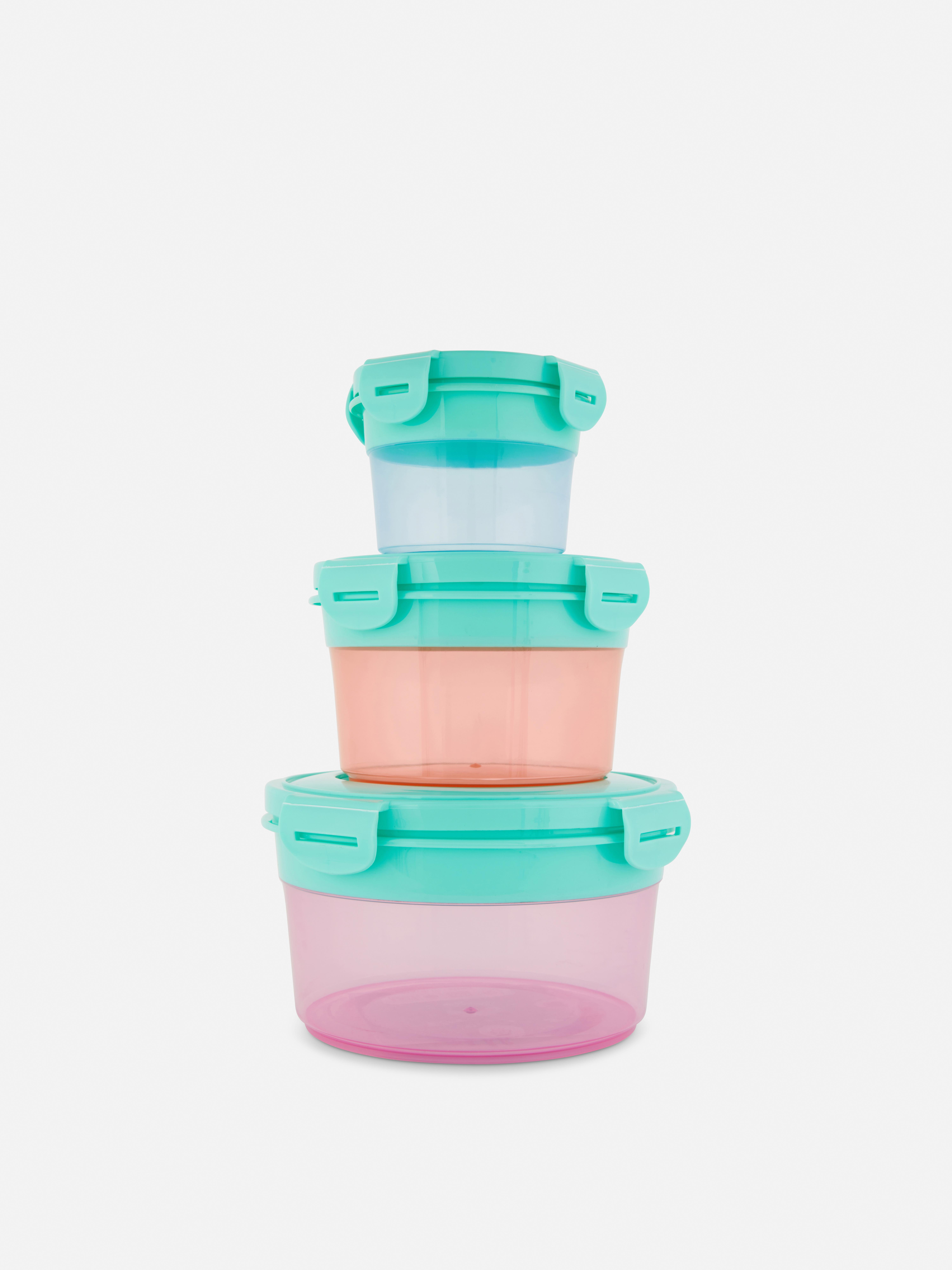 Runde Snackboxen, 3er-Set. Diese stapelbaren Snackboxen sind unverzichtbar fürs Mittagessen.