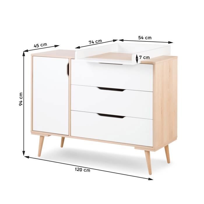 Verschoontafel in Scandinavische stijl - MY DESIGN FURNITURE - SOFIE - 3 lades - 3 planken - Wit