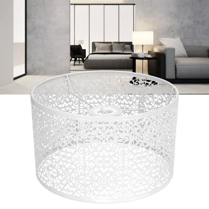 Pantalla de lámpara de metal blanco calado, resistente a las polillas, compatible con bombillas E14/E27, efecto de pantalla decorativa.