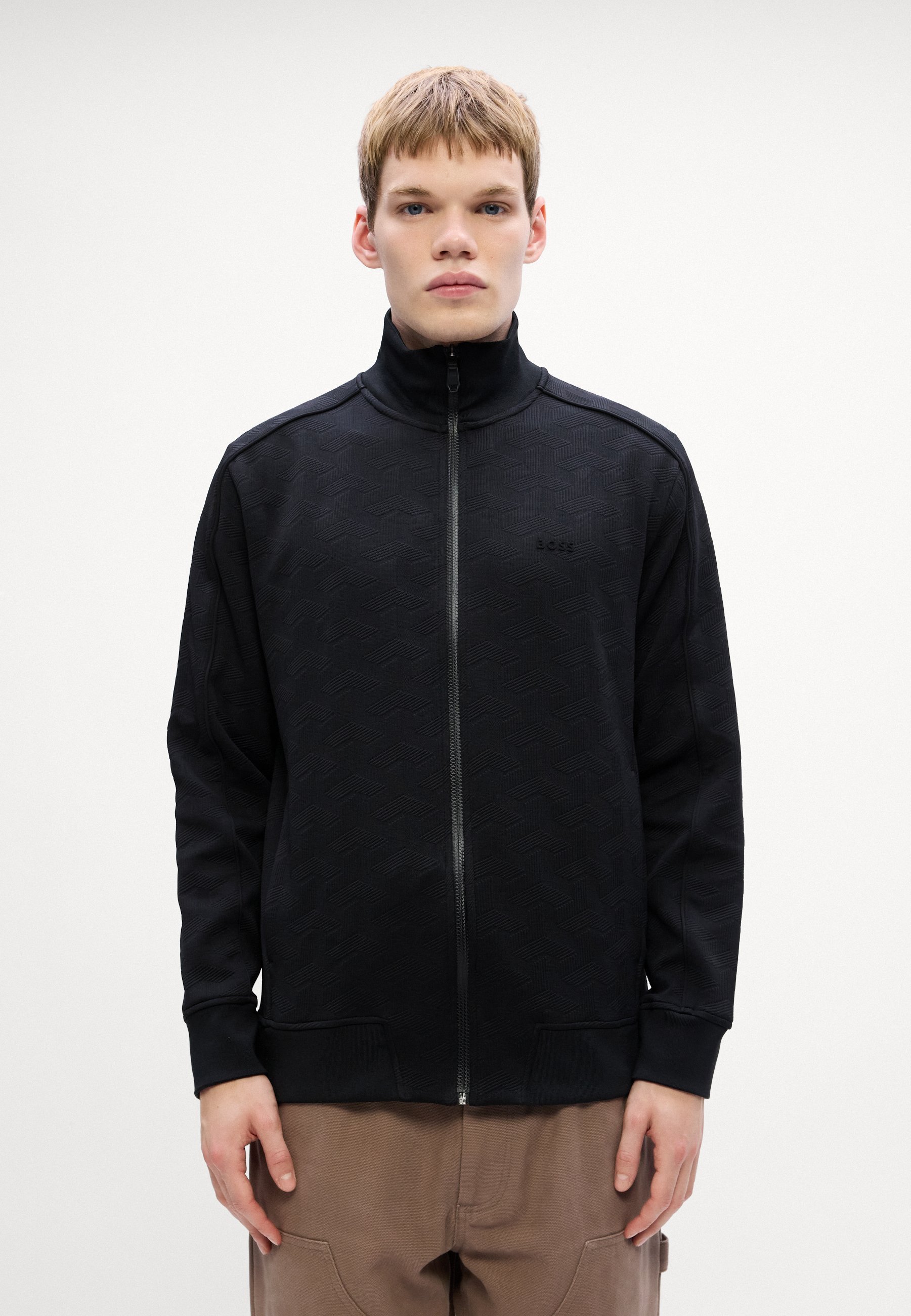 BOSS MIRROR - Felpa con zip - nera