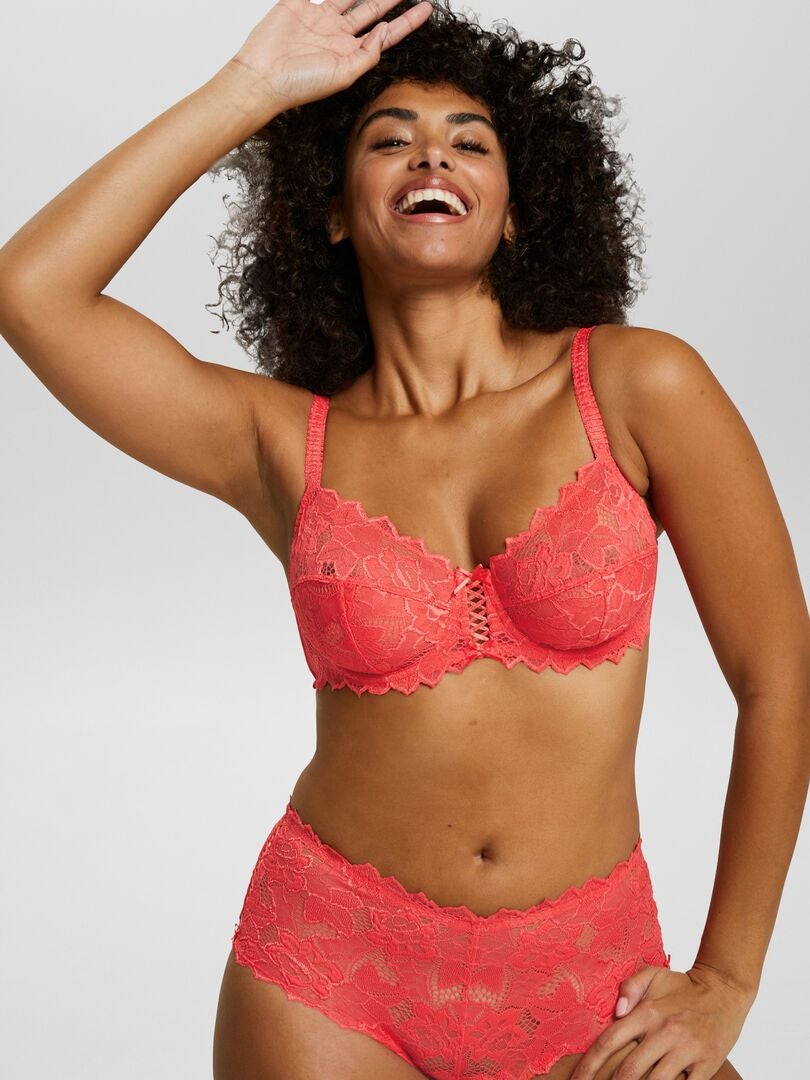 Sutiã volumizador de renda 'Sans Complexe' - ROSA