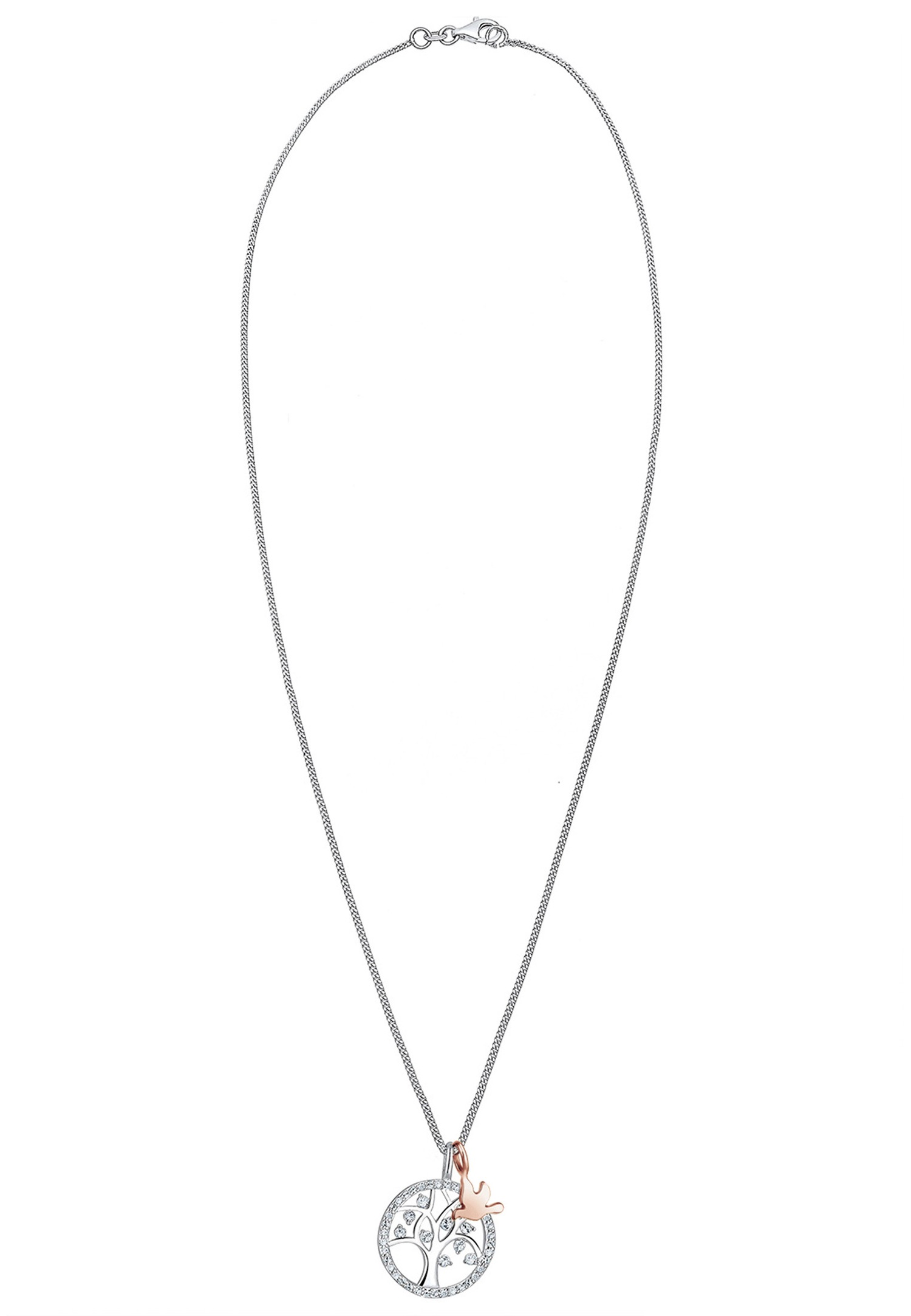 Elli PREMIUM Femmes Arbre de vie en bicolore tendance avec cristaux en argent sterling 925
