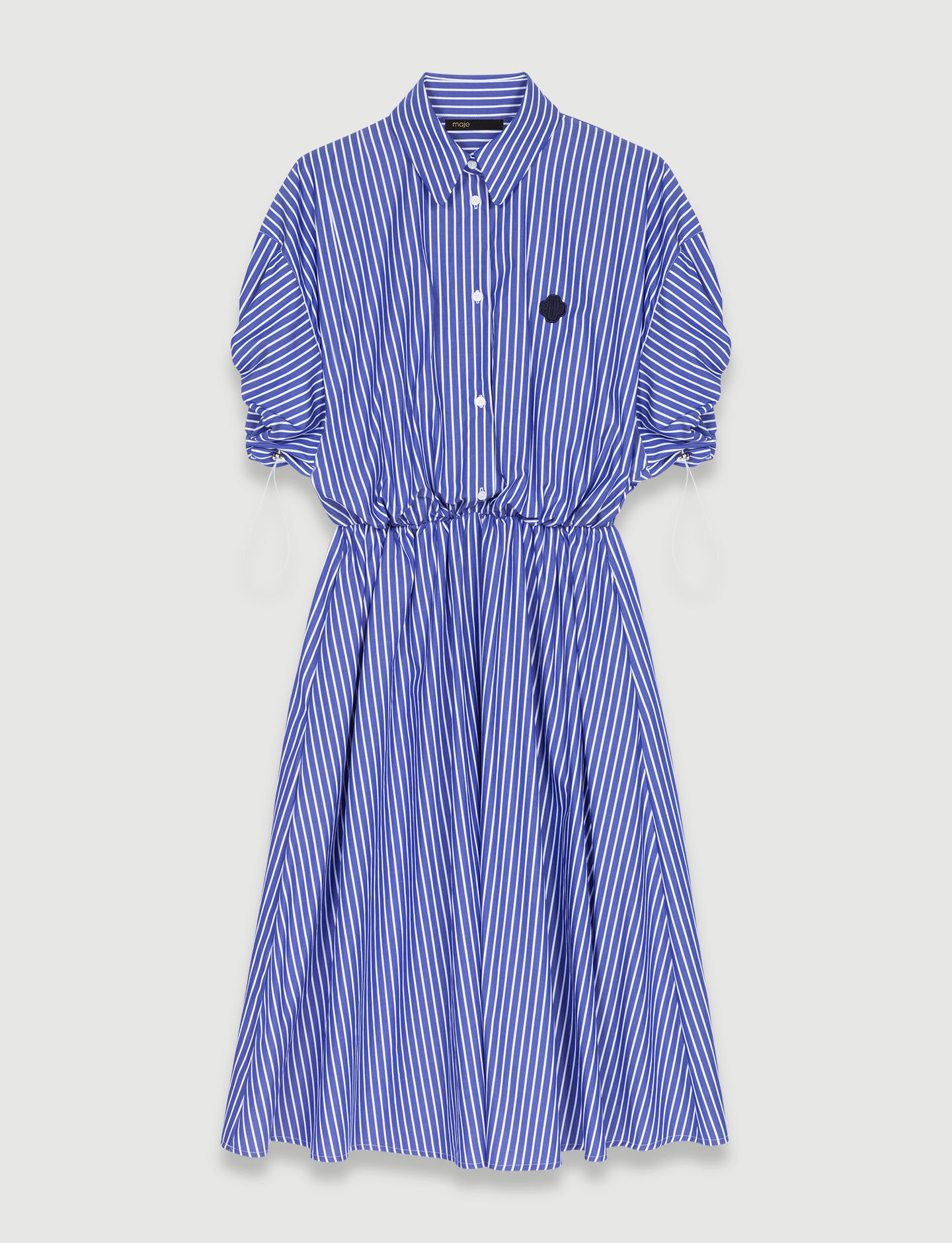 Lange gestreepte overhemdjurk - Blauw