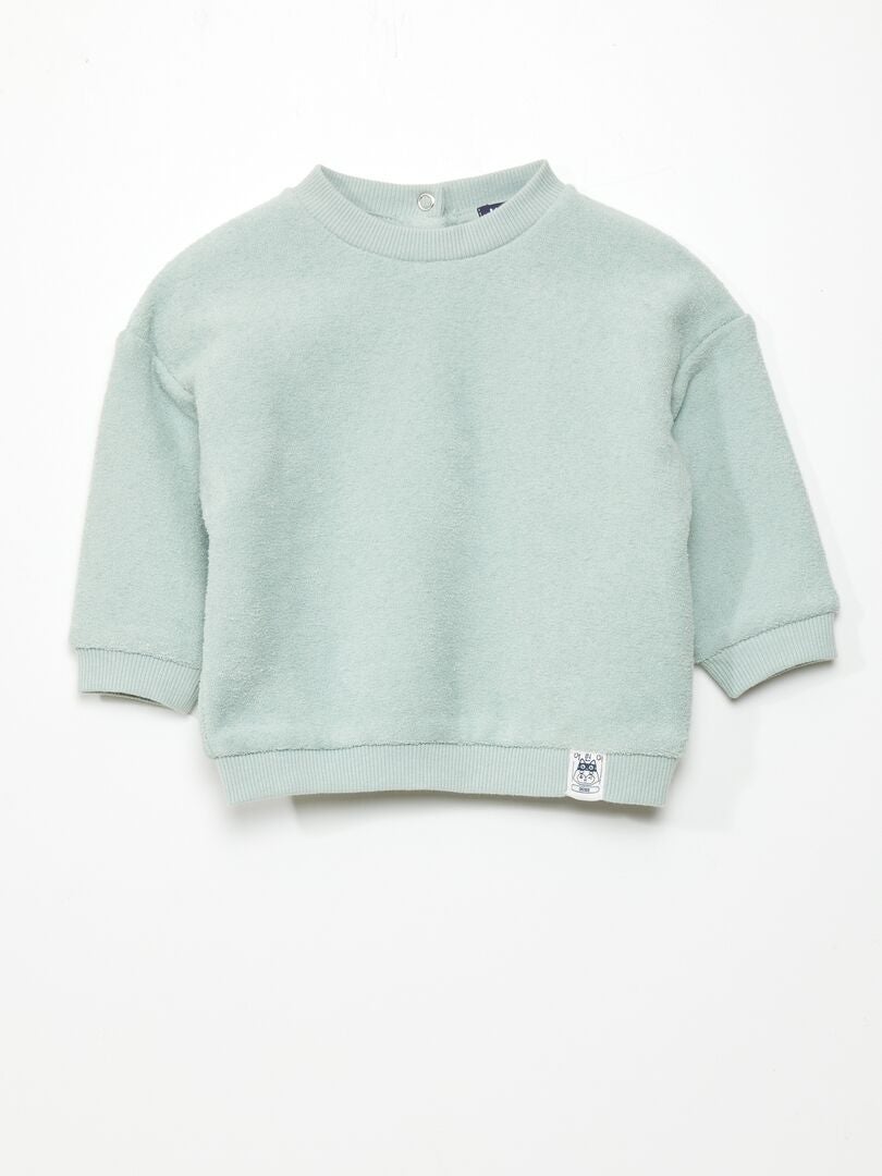 Oversized badstof sweatshirt - Unisex - GROEN