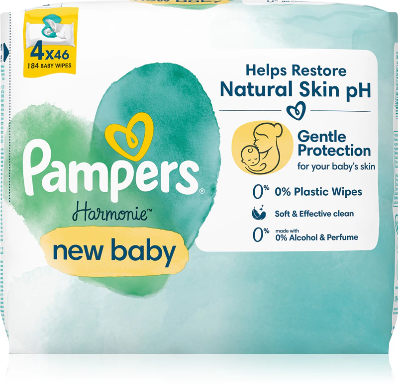 Vlhčené čistiace obrúsky Pampers Harmonie New Baby pre bábätká