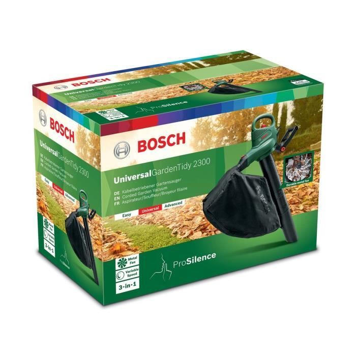 Aspirateur/Souffleur/Broyeur filaire Bosch - Universal Garden Tidy 2300 W (sac de 45 litres, jusqu'à 285km/h)