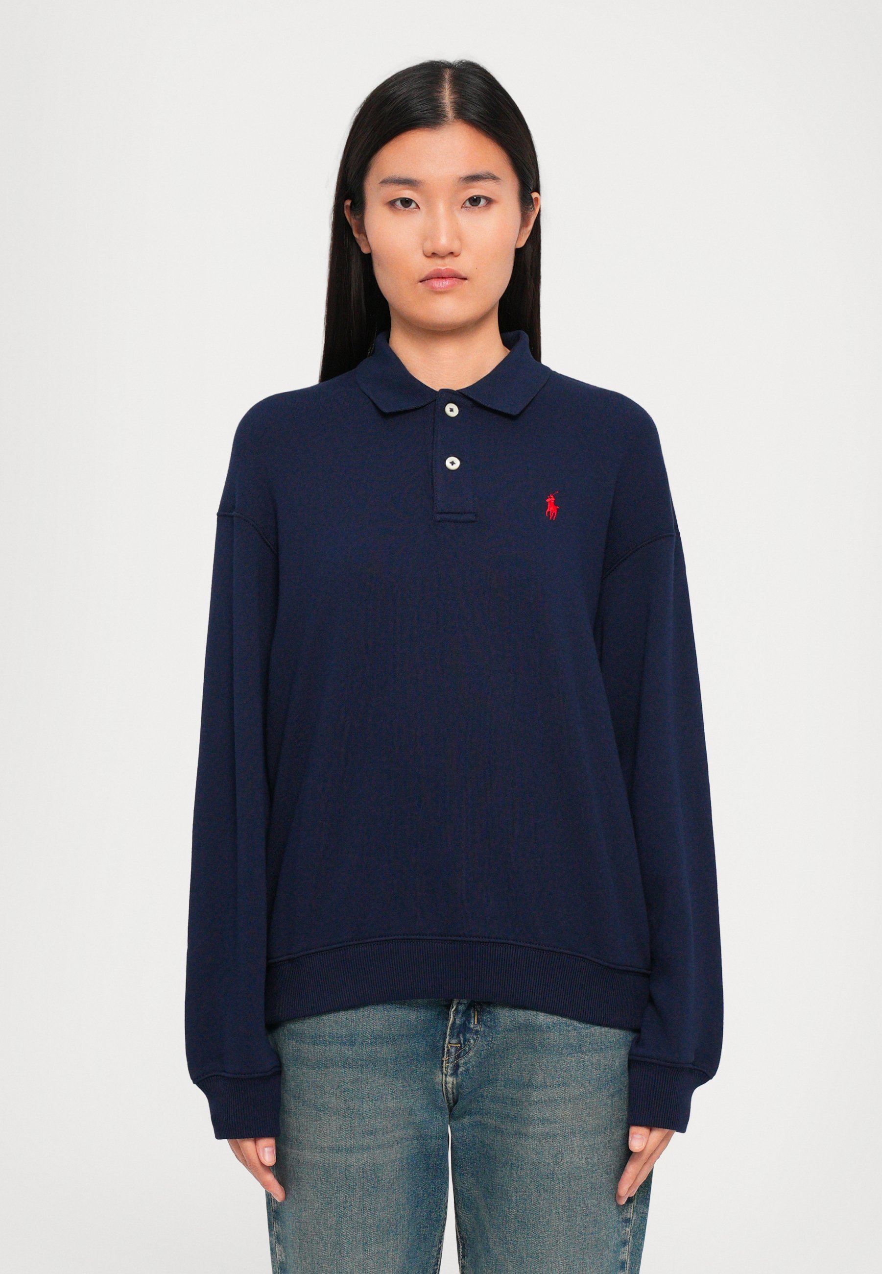 Polo Ralph Lauren POLO LEGGERA IN PILE A MANICHE LUNGHE - Maglia a maniche lunghe - blu navy