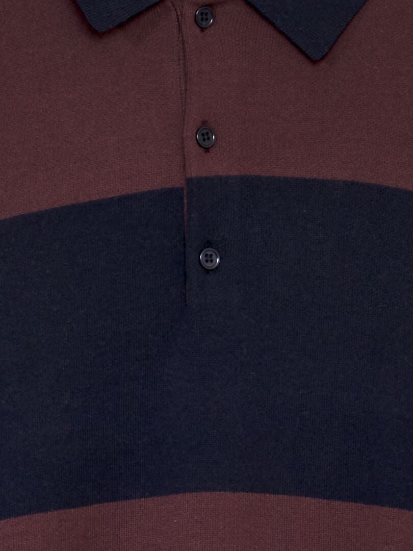 Sweter z długim rękawem w stylu polo - CZERWONY