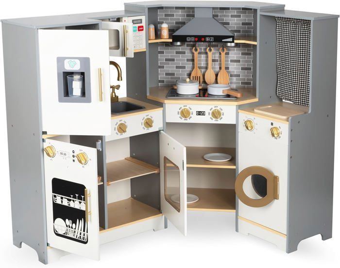 Cuisine Enfant - MAMABRUM - XXL - Bois - Éléments interactifs - Éclairage LED