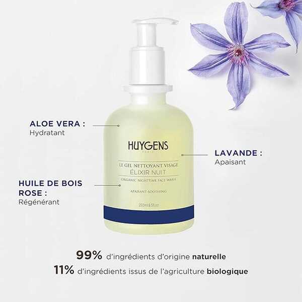 Detergente viso rigenerante biologico Huygens Bois Rose, 250 ml