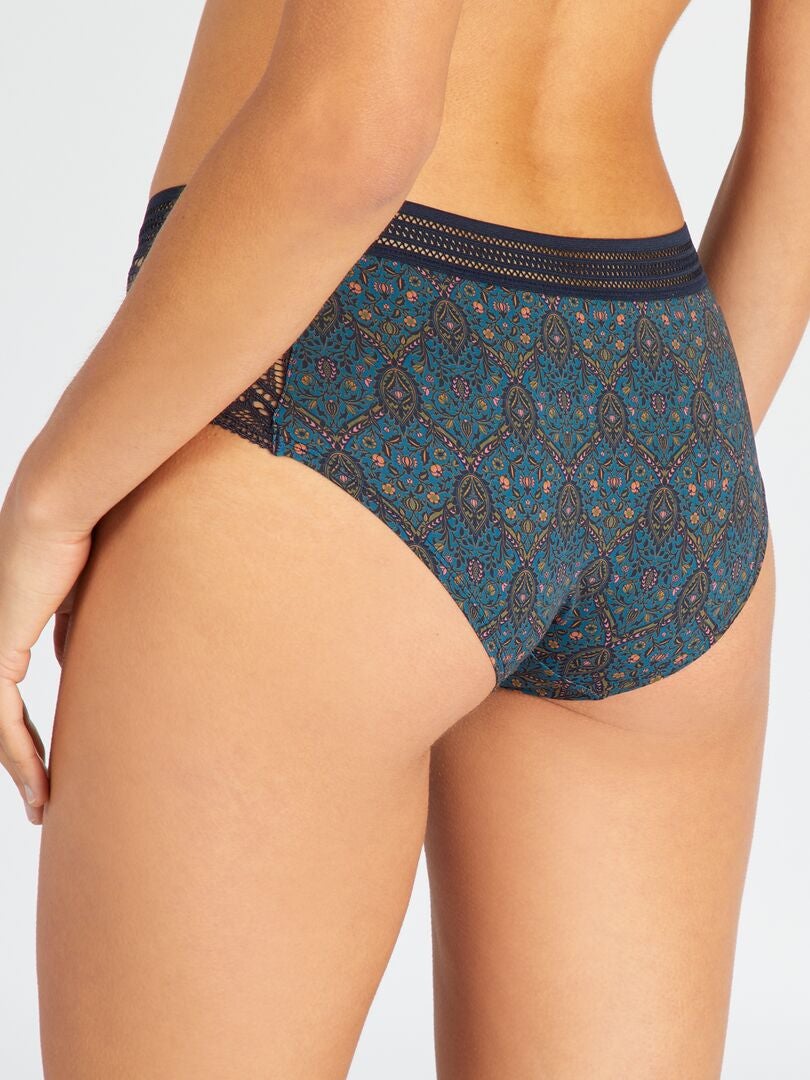 Culottes de microfibra y encaje - AZUL